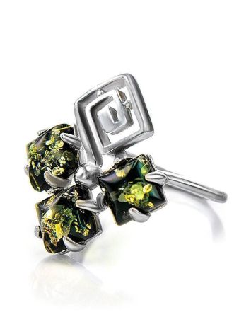 Green Amber Ring In Sterling Silver The Vernissage, Ring Size: 13 / 22, image , picture 4