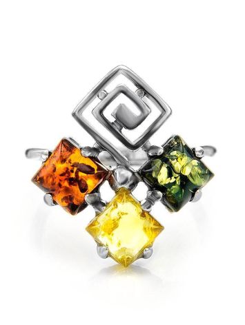 Multicolor Amber Ring In Sterling Silver The Vernissage, Ring Size: 12 / 21.5, image , picture 3