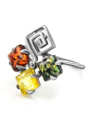 Multicolor Amber Ring In Sterling Silver The Vernissage, Ring Size: 12 / 21.5, image , picture 4