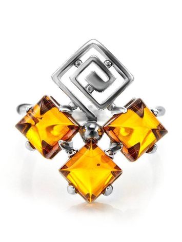 Cognac Amber Ring In Sterling Silver The Vernissage, Ring Size: 12 / 21.5, image , picture 3