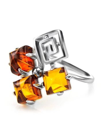 Cognac Amber Ring In Sterling Silver The Vernissage, Ring Size: 6 / 16.5, image , picture 4
