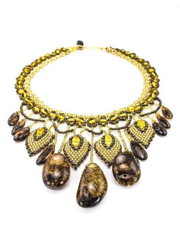 Multicolor Amber Necklace With Yellow Glass Beads The Fable, image , picture 4