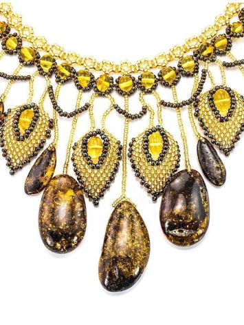 Multicolor Amber Necklace With Yellow Glass Beads The Fable, image , picture 2