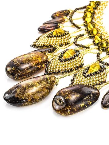 Multicolor Amber Necklace With Yellow Glass Beads The Fable, image , picture 5