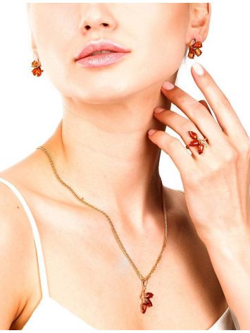 Luminous Amber Earrings In Gold-Plated Silver The Dandelion, image , picture 3