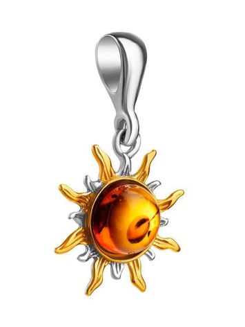 Sun Shaped Amber Pendant In Gold-Plated Silver The Helios, image , picture 3