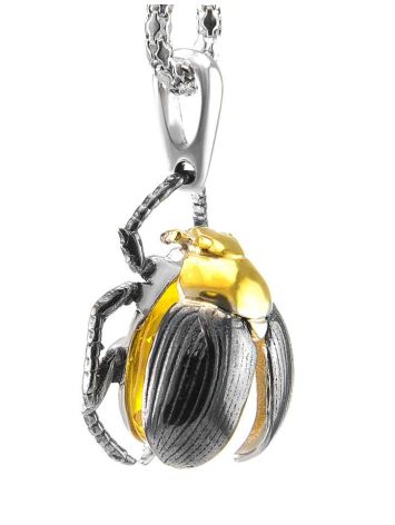 Beetle Pendant With Lemon Amber In Sterling Silver The Scarab, image , picture 2