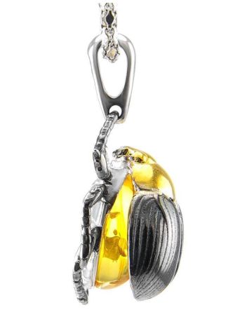 Beetle Pendant With Lemon Amber In Sterling Silver The Scarab, image , picture 5
