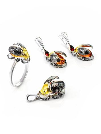 Cognac Amber Ring In Sterling Silver The Scarab, Ring Size: 11 / 20.5, image , picture 7