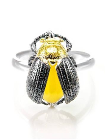 Honey Amber Ring In Sterling Silver The Scarab, Ring Size: 9.5 / 19.5, image , picture 4