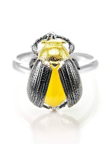 Honey Amber Ring In Sterling Silver The Scarab, Ring Size: 9 / 19, image , picture 4