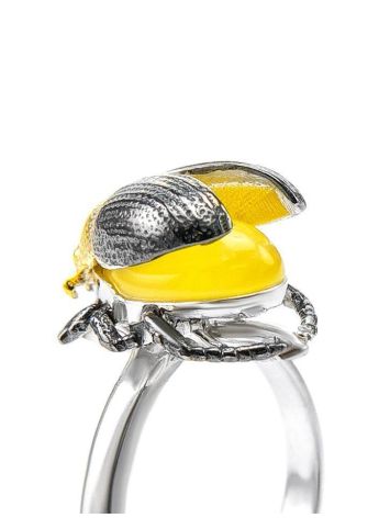 Honey Amber Ring In Sterling Silver The Scarab, Ring Size: 9 / 19, image , picture 2