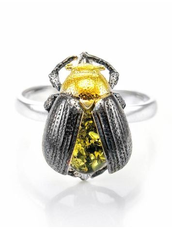 Green Amber Ring In Sterling Silver Ring The Scarab, Ring Size: 10 / 20, image , picture 4