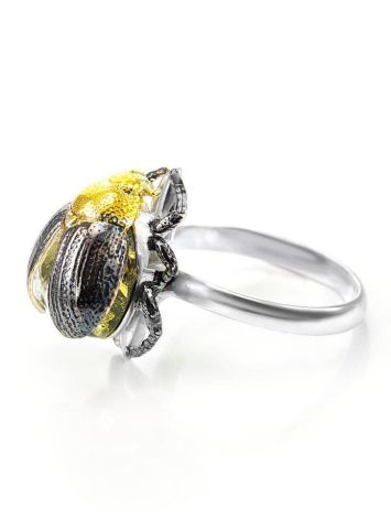Green Amber Ring In Sterling Silver Ring The Scarab, Ring Size: 10 / 20, image , picture 5