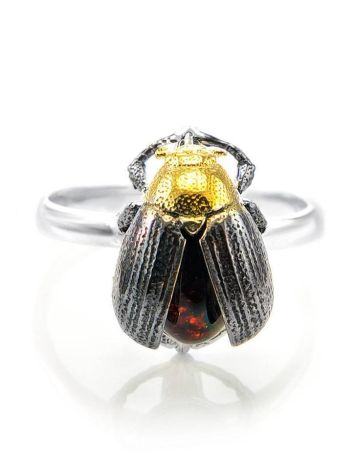 Cherry Amber Ring In Sterling Silver The Scarab, Ring Size: 11 / 20.5, image , picture 3