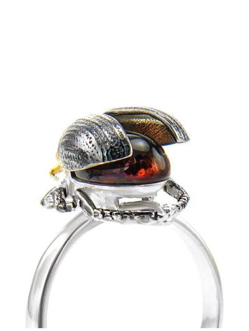 Cherry Amber Ring In Sterling Silver The Scarab, Ring Size: 11 / 20.5, image , picture 2