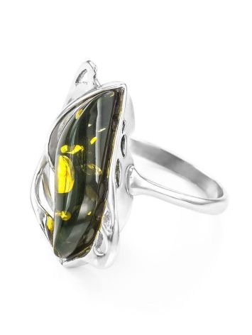 Bold Green Amber Ring In Sterling Silver The Illusion, Ring Size: 13 / 22, image , picture 4