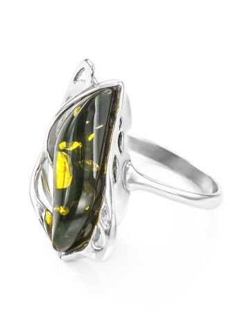 Bold Green Amber Ring In Sterling Silver The Illusion, Ring Size: 12 / 21.5, image , picture 4