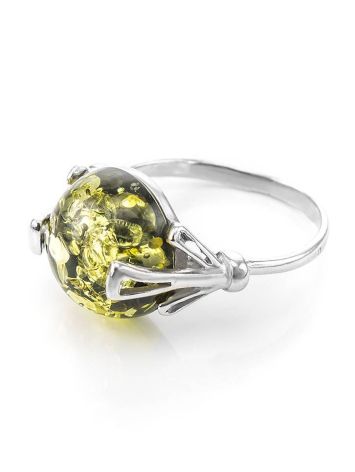 Bright Green Amber Ring In Sterling Silver The Lucia, Ring Size: 13 / 22, image , picture 4