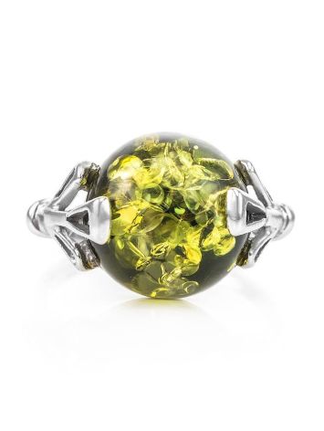 Bright Green Amber Ring In Sterling Silver The Lucia, Ring Size: 13 / 22, image , picture 3