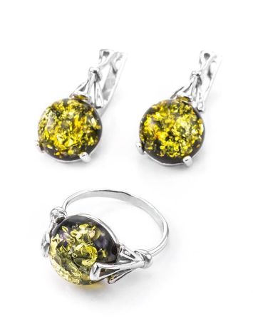 Bright Green Amber Ring In Sterling Silver The Lucia, Ring Size: 13 / 22, image , picture 5
