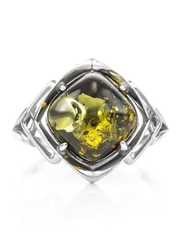 Bold Silver Ring With Green Amber The Astoria, Ring Size: 12 / 21.5, image , picture 3