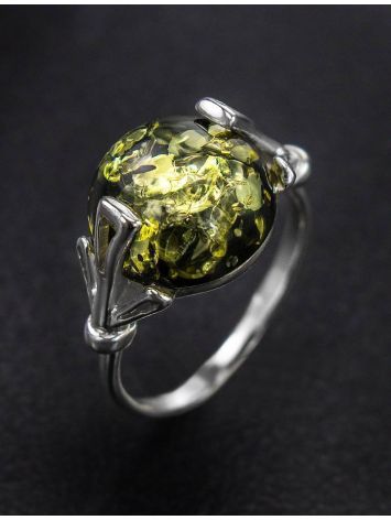 Bright Green Amber Ring In Sterling Silver The Lucia, Ring Size: 13 / 22, image , picture 2