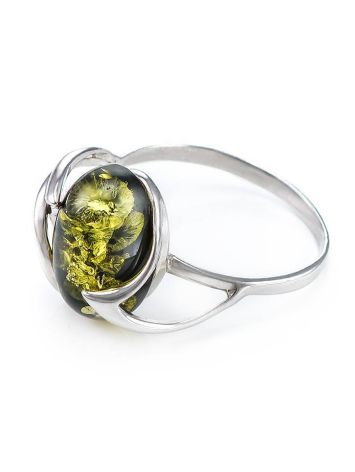 Sterling Silver Ring With Green Amber The Palermo, Ring Size: 13 / 22, image , picture 3