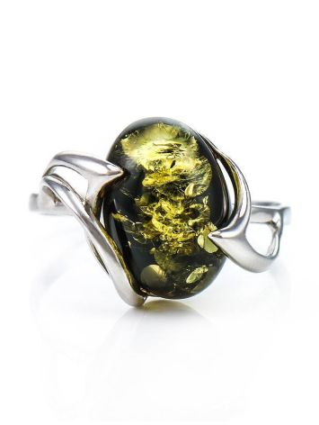 Sterling Silver Ring With Green Amber The Palermo, Ring Size: 13 / 22, image , picture 2