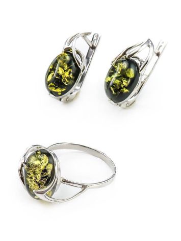 Sterling Silver Ring With Green Amber The Palermo, Ring Size: 12 / 21.5, image , picture 4