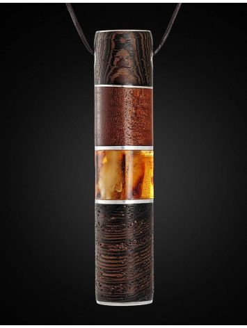 Wenge Wood Bar Pendant With Cognac Amber The Indonesia, image , picture 3