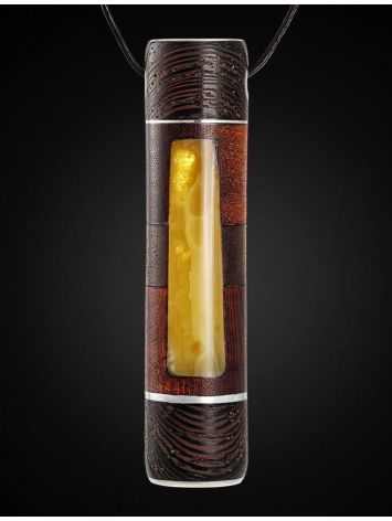 Wooden Bar Pendant With Honey Amber The Indonesia, image , picture 3
