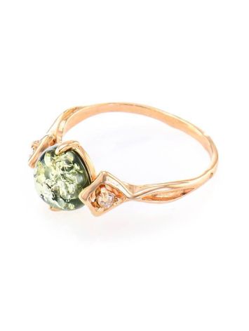 Round Amber Ring In Gold With Crystals The Sambia, Ring Size: 6 / 16.5, image , picture 4