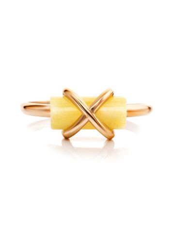 Cylindrical Cut Amber Ring In Gold The Scandinavia, Ring Size: 8 / 18, image , picture 4