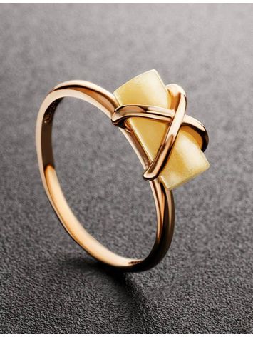 Cylindrical Cut Amber Ring In Gold The Scandinavia, Ring Size: 8 / 18, image , picture 2