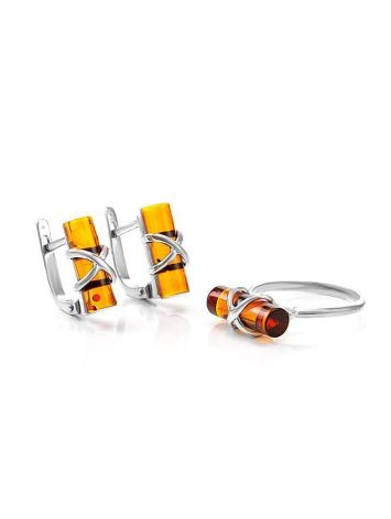 ​Cylindrical Cut Amber Ring In Sterling Silver The Scandinavia, Ring Size: 13 / 22, image , picture 5