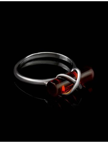 ​Cylindrical Cut Amber Ring In Sterling Silver The Scandinavia, Ring Size: 13 / 22, image , picture 2