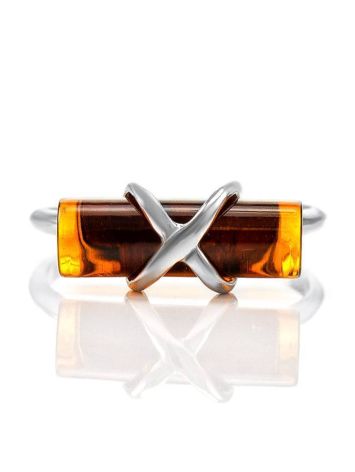 ​Cylindrical Cut Amber Ring In Sterling Silver The Scandinavia, Ring Size: 13 / 22, image , picture 4