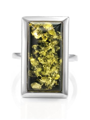 Green Amber Cocktail Ring In Sterling Silver The Chelsea, Ring Size: 12 / 21.5, image , picture 3