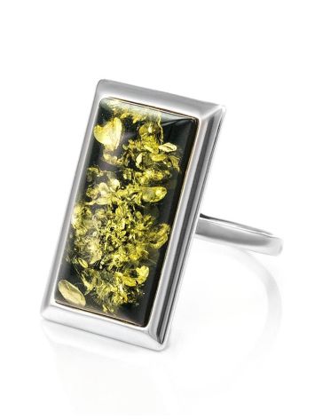 Green Amber Cocktail Ring In Sterling Silver The Chelsea, Ring Size: 12 / 21.5, image , picture 4