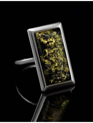 Green Amber Cocktail Ring In Sterling Silver The Chelsea, Ring Size: 12 / 21.5, image , picture 2