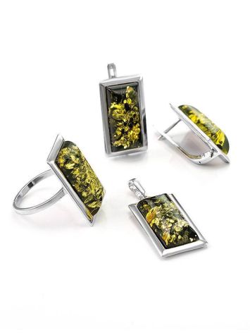 Green Amber Cocktail Ring In Sterling Silver The Chelsea, Ring Size: 12 / 21.5, image , picture 5