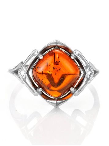 Stylish Silver Ring With Cognac Amber The Astoria, Ring Size: 12 / 21.5, image , picture 3