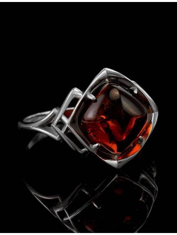 Stylish Silver Ring With Cognac Amber The Astoria, Ring Size: 12 / 21.5, image , picture 2