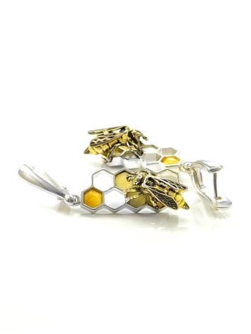 Drop Amber Earrings In Sterling Silver The Bee, image , picture 4