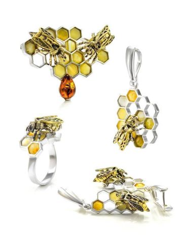 Drop Amber Earrings In Sterling Silver The Bee, image , picture 5