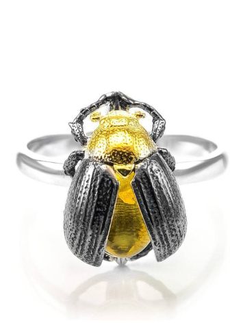Amazing Silver Ring With Lemon Amber The Scarab, Ring Size: 11 / 20.5, image , picture 4