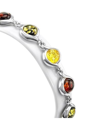 Multicolor Amber Link Bracelet In Sterling Silver The Berry, image , picture 3