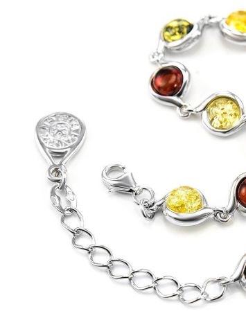Multicolor Amber Link Bracelet In Sterling Silver The Berry, image , picture 4