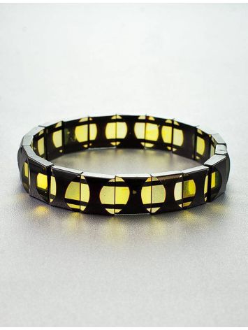 Geometric Two Toned Amber Stretch Bracelet, image , picture 2